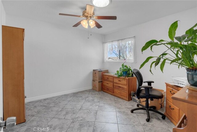 9945 Date St, Fontana, CA 92335 - home office featuring a ceiling fan