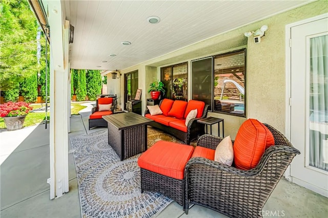 42635 56th St W, Lancaster, CA 93536 - view of patio with an outdoor hangout area