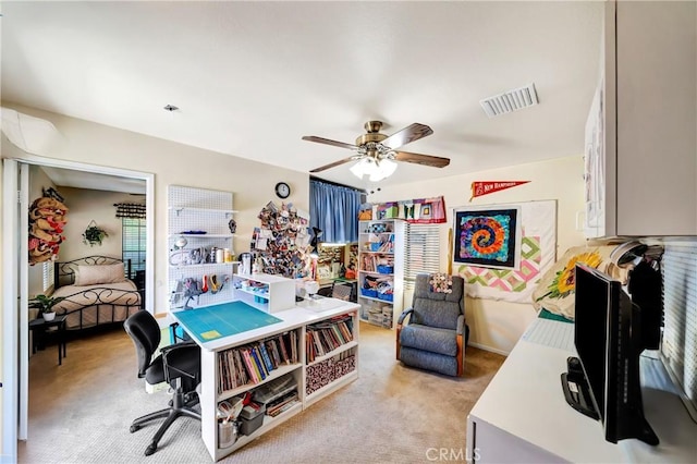 42635 56th St W, Lancaster, CA 93536 - office featuring ceiling fan and light carpet