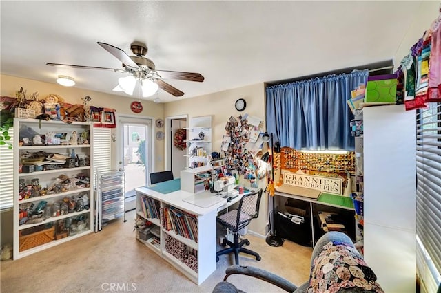 42635 56th St W, Lancaster, CA 93536 - home office featuring a ceiling fan and carpet flooring