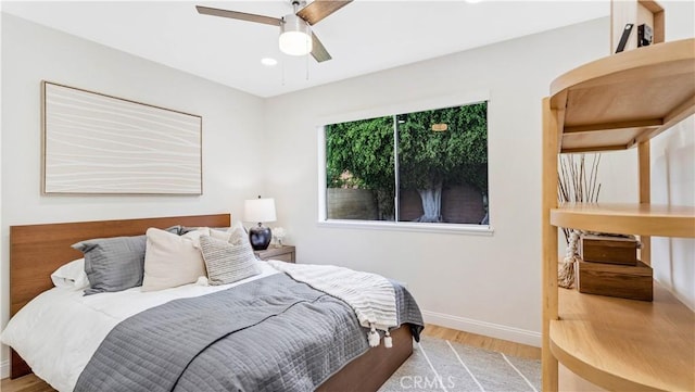 15061 Glass Cir, Irvine, CA 92604 - bedroom featuring wood finished floors, baseboards, recessed lighting, and a ceiling fan