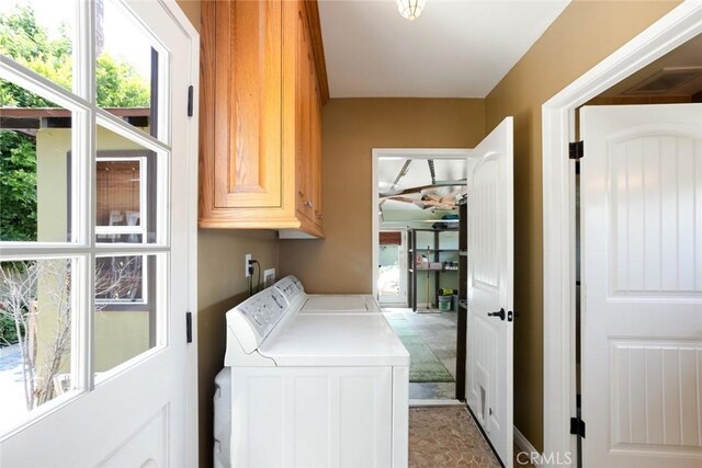 544 N California St, Burbank, CA 91505 - laundry room with cabinet space, washer and dryer, and healthy amount of natural light