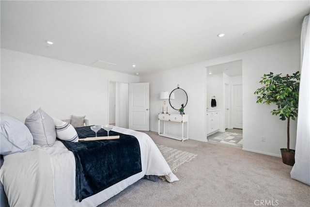 1330 Carolina Ct, Hemet, CA 92543 - bedroom with light carpet, recessed lighting, baseboards, and ensuite bath