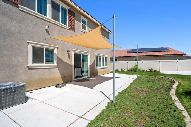 1330 Carolina Ct, Hemet, CA 92543 - back of house with central AC, stucco siding, and a patio area
