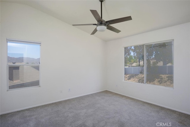 27292 Eagles Nest Dr, Corona, CA 92883 - carpeted spare room with vaulted ceiling, plenty of natural light, ceiling fan, and baseboards