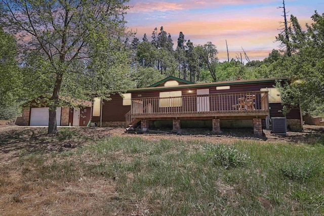 34387 Wolahi Rd, Julian, CA 92036 - view of front of home featuring a deck, a garage, and central AC unit