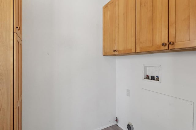 34387 Wolahi Rd, Julian, CA 92036 - washroom featuring cabinet space, gas dryer hookup, hookup for a washing machine, and baseboards