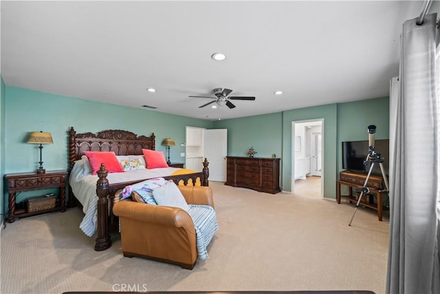 1528 Hendrix Pl, Chula Vista, CA 91911 - bedroom featuring light carpet, recessed lighting, and ceiling fan