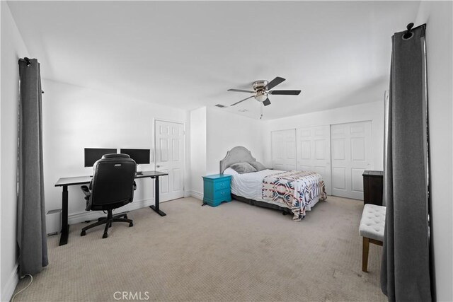 1528 Hendrix Pl, Chula Vista, CA 91911 - bedroom featuring light carpet, an office area, a closet, baseboards, and ceiling fan