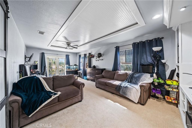 1528 Hendrix Pl, Chula Vista, CA 91911 - carpeted living room featuring french doors, healthy amount of natural light, a ceiling fan, and recessed lighting