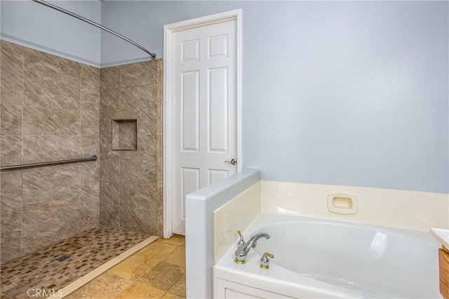 967 Hidden Oaks, Beaumont, CA 92223 - full bathroom featuring a garden tub, tiled shower, and vanity