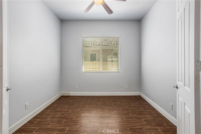 967 Hidden Oaks, Beaumont, CA 92223 - unfurnished room featuring dark wood finished floors, ceiling fan, and baseboards