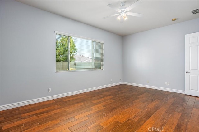 967 Hidden Oaks, Beaumont, CA 92223 - unfurnished room with wood finished floors, ceiling fan, and baseboards