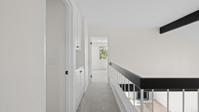 1524 Bridgeview Dr, San Diego, CA 92105 - corridor featuring carpet flooring and beam ceiling