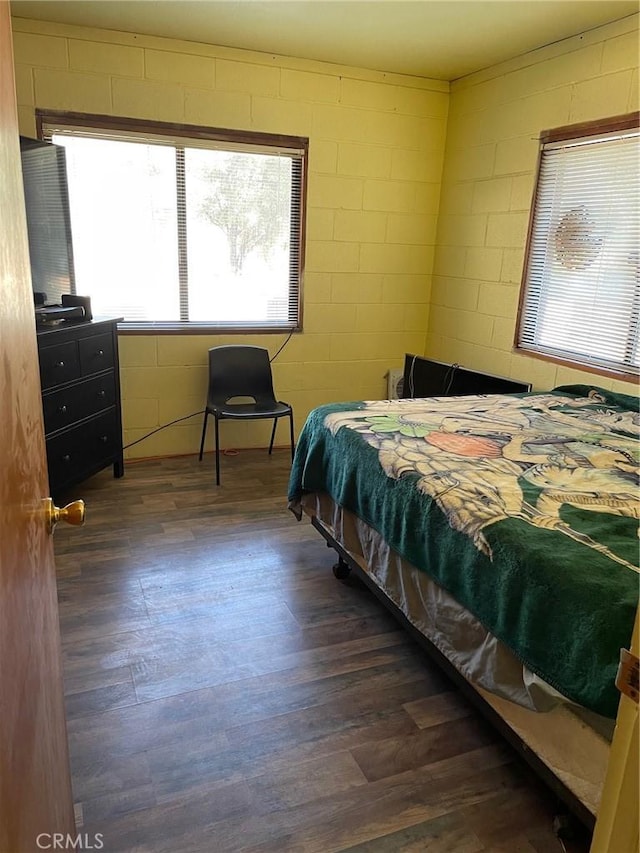 9275 Sheep Ranch Rd, Mountain Ranch, CA 95246 - bedroom featuring wood finished floors and concrete block wall