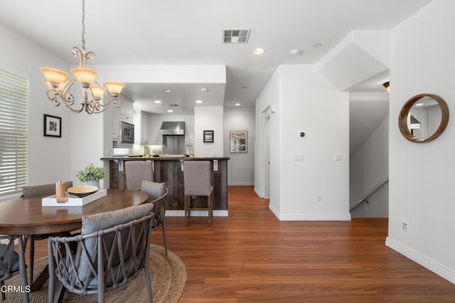 433 N Altadena Dr Unit 4, Pasadena, CA 91107 - dining room featuring a chandelier, wood finished floors, baseboards, and recessed lighting