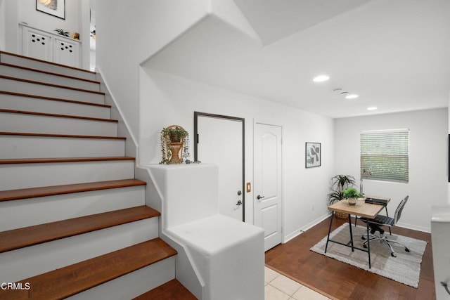 433 N Altadena Dr Unit 4, Pasadena, CA 91107 - stairway featuring recessed lighting, tile patterned flooring, and baseboards