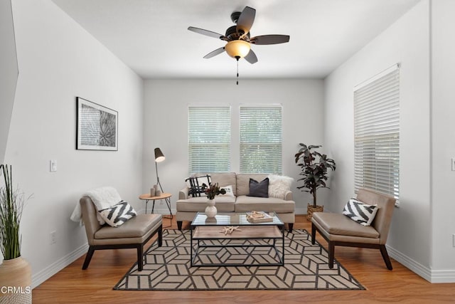 433 N Altadena Dr Unit 4, Pasadena, CA 91107 - living room with wood finished floors, a ceiling fan, and baseboards
