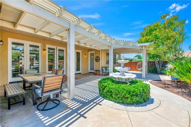 26716 Kingwood Rd, Murrieta, CA 92563 - view of patio / terrace featuring a pergola and french doors