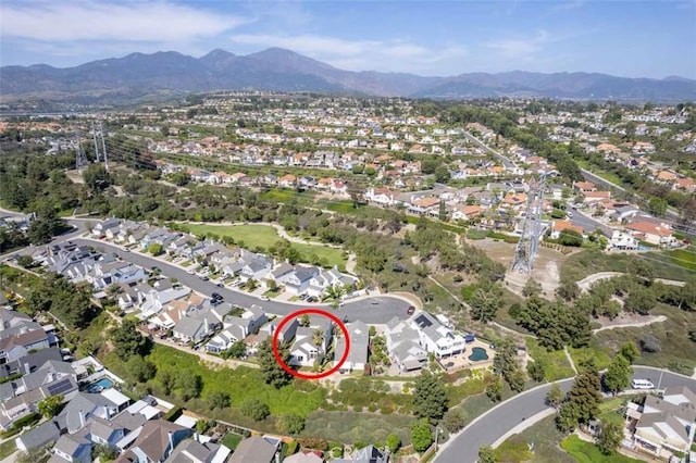 21981 Birchwood, Mission Viejo, CA 92692 - aerial view of property's location with a mountain backdrop and nearby suburban area