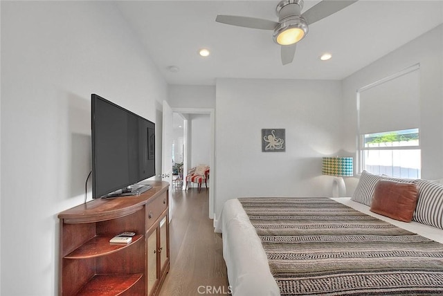 256 Falcon Ave, Long Beach, CA 90802 - bedroom featuring wood finished floors, recessed lighting, and a ceiling fan