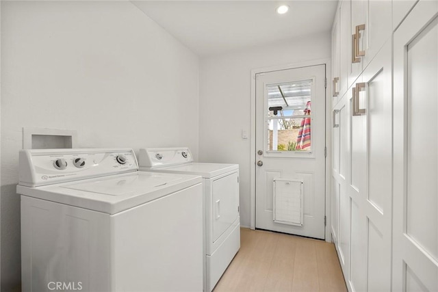 487 N Fern St, Orange, CA 92867 - laundry area featuring separate washer and dryer, light wood finished floors, and recessed lighting