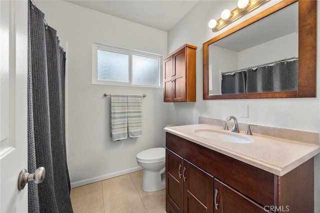 487 N Fern St, Orange, CA 92867 - bathroom with vanity, toilet, tile patterned flooring, and baseboards