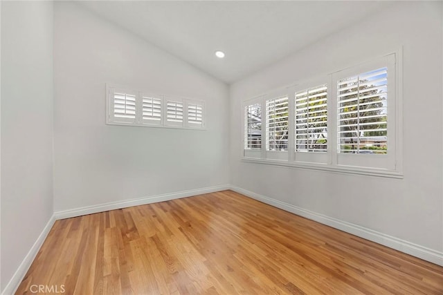 487 N Fern St, Orange, CA 92867 - spare room featuring lofted ceiling, baseboards, light wood finished floors, and recessed lighting