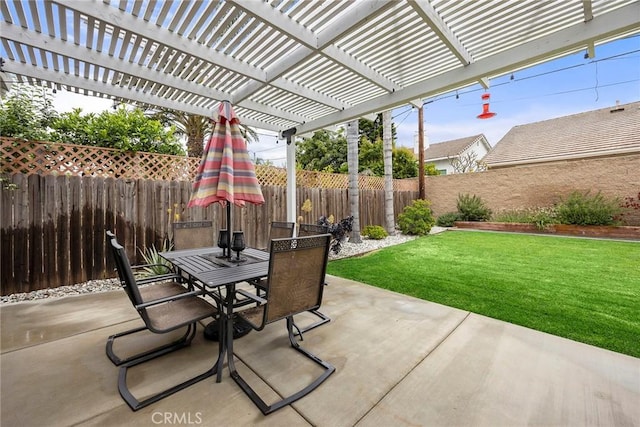 487 N Fern St, Orange, CA 92867 - view of patio featuring outdoor dining space and a pergola