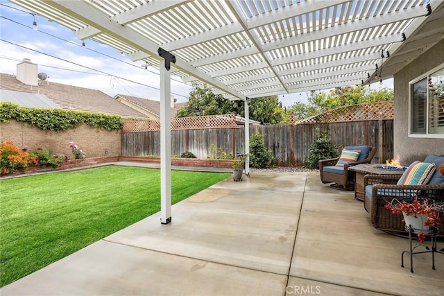 487 N Fern St, Orange, CA 92867 - view of patio / terrace with an outdoor fire pit and a pergola