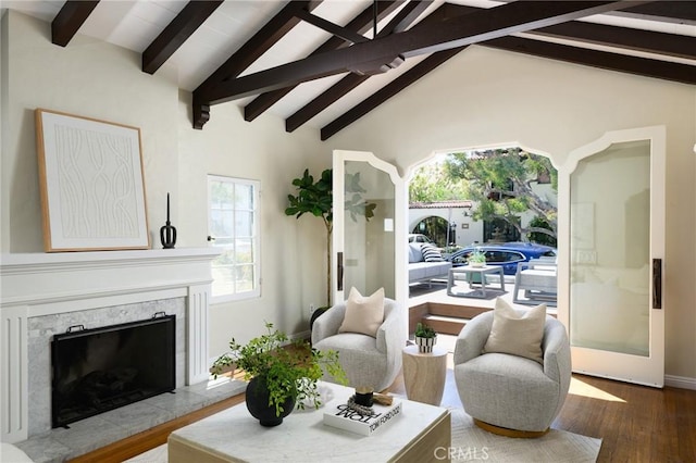 26 Covina Ave, Long Beach, CA 90803 - living area with wood finished floors and a high end fireplace
