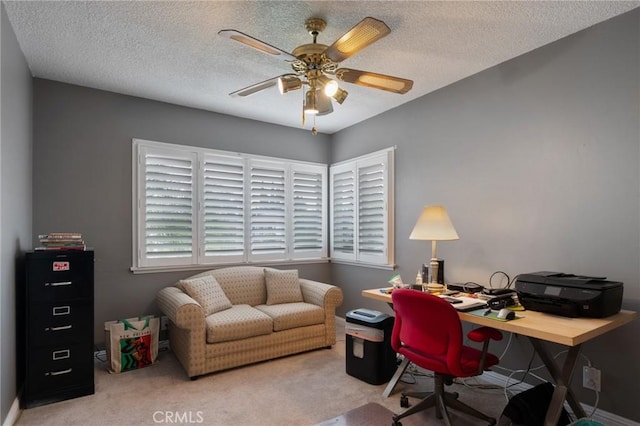 14017 S Wilkie Ave, Gardena, CA 90249 - carpeted office featuring a ceiling fan and a textured ceiling