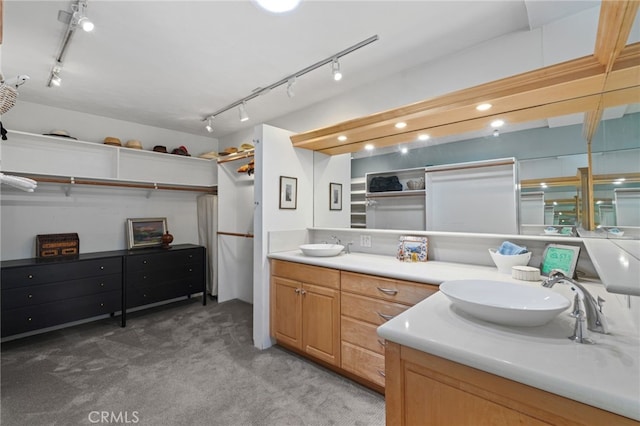1800 Highland Ave, Manhattan Beach, CA 90266 - full bathroom with rail lighting and double vanity