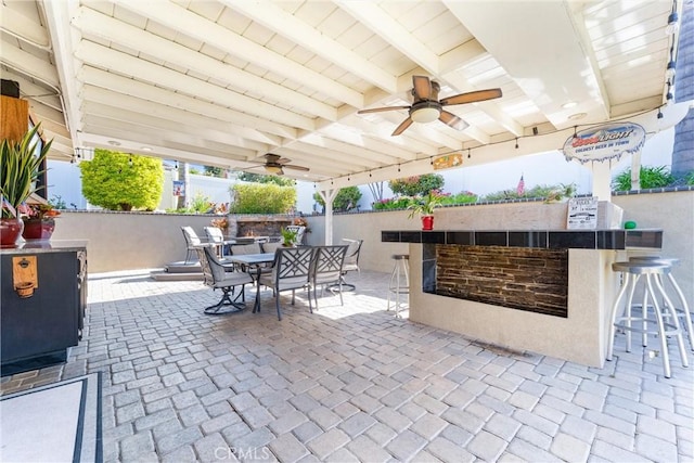 1050 Shelburne Ln, Habra, CA 90631 - view of patio / terrace with outdoor dining space and a ceiling fan
