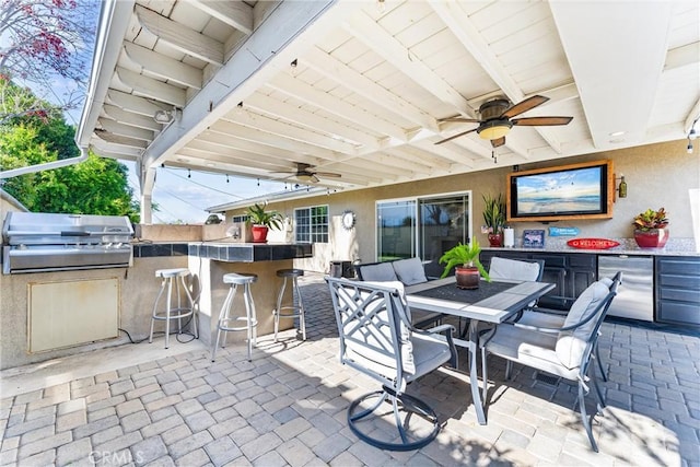 1050 Shelburne Ln, Habra, CA 90631 - view of patio featuring a ceiling fan