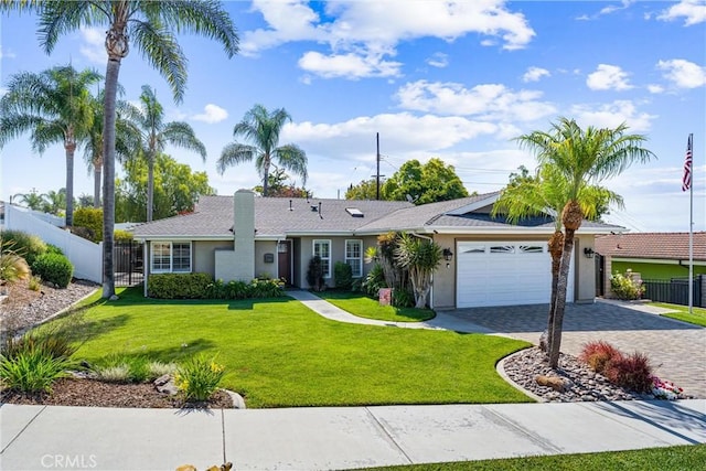 1050 Shelburne Ln, Habra, CA 90631 - ranch-style house featuring a garage, stucco siding, and decorative driveway