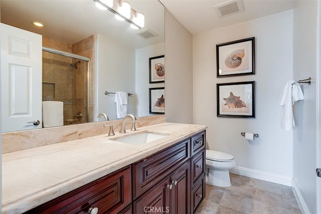 4560 San Antonio Rd, Yorba Linda, CA 92886 - bathroom featuring baseboards, vanity, toilet, and tiled shower