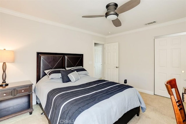 4560 San Antonio Rd, Yorba Linda, CA 92886 - carpeted bedroom with crown molding, baseboards, and ceiling fan