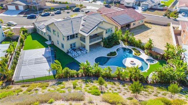 17150 Vita Way, Riverside, CA 92503 - aerial view of property and surrounding area featuring a pool area