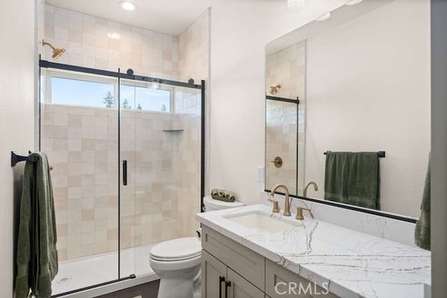 5540 Scottwood Rd, Paradise, CA 95969 - full bath with vanity, a shower stall, and toilet
