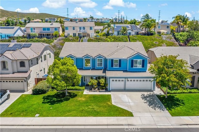38872 Cherry Point Ln, Murrieta, CA 92563 - traditional home with a residential view, a garage, a tile roof, and concrete driveway