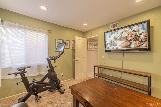 5531 Cordiva Ct, Lancaster, CA 93536 - workout room featuring carpet floors, baseboards, and recessed lighting
