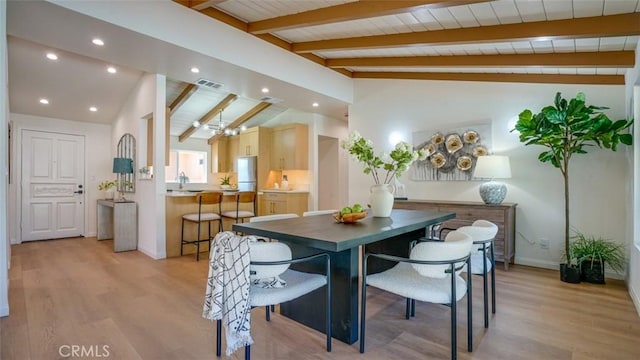 16347 Tupper St, North Hills, CA 91343 - dining space with light wood-type flooring, baseboards, and recessed lighting