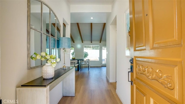 16347 Tupper St, North Hills, CA 91343 - foyer with wood finished floors, baseboards, and wood ceiling