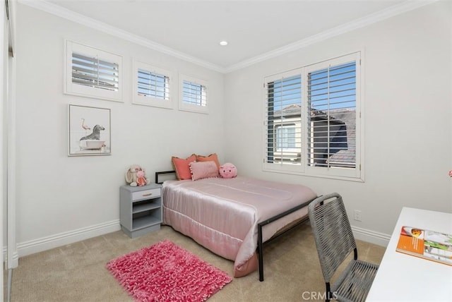20 Fecamp, Newport Coast, CA 92657 - bedroom featuring baseboards, ornamental molding, recessed lighting, and light carpet