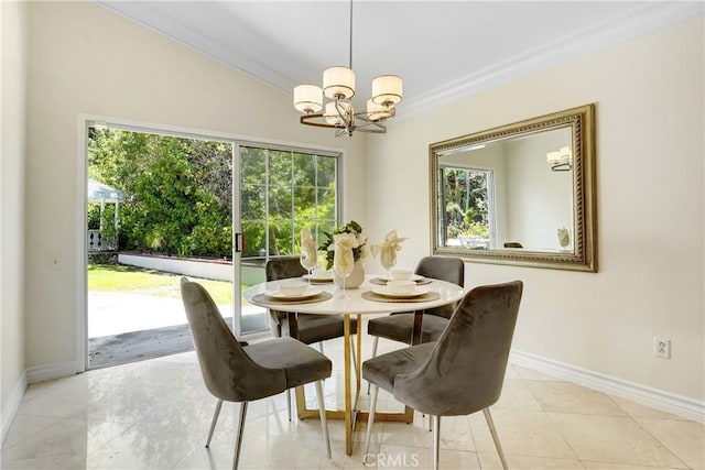17043 Empanada Pl, Encino, CA 91436 - dining area with a chandelier and light tile patterned floors