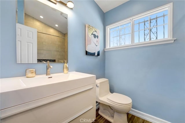 17043 Empanada Pl, Encino, CA 91436 - bathroom featuring wood finished floors, vanity, and a tile shower