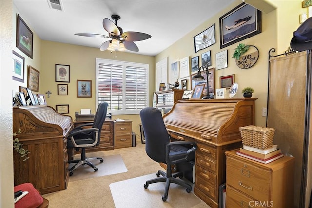 841 Bermuda Dr, Hemet, CA 92543 - office featuring light carpet and ceiling fan