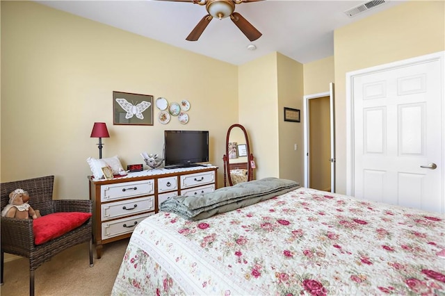 841 Bermuda Dr, Hemet, CA 92543 - bedroom featuring light carpet and a ceiling fan