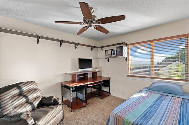 4187 Pepper Ave, Yorba Linda, CA 92886 - carpeted bedroom with a textured ceiling and a ceiling fan